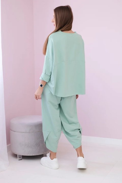 Komplet bawełniany bluza + spodnie ciemno miętowy Komplet bawełniany bluza + spodnie ciemno miętowy