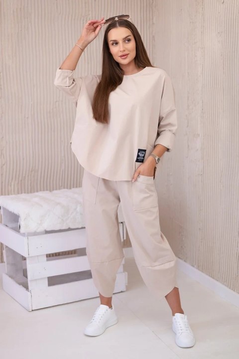 Komplet new punto bluza + spodnie beżowy Komplet new punto bluza + spodnie beżowy