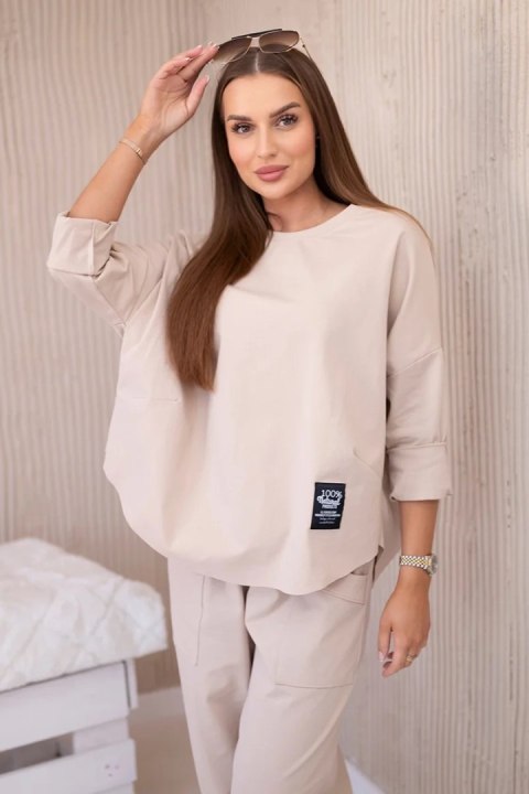Komplet new punto bluza + spodnie beżowy Komplet new punto bluza + spodnie beżowy