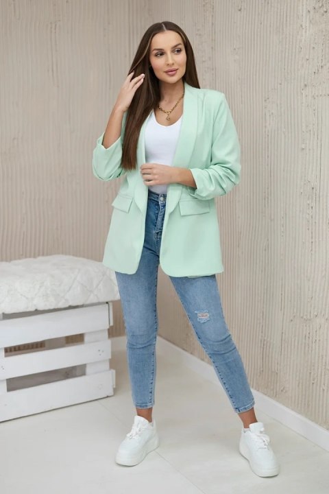 Marynarka z klapami elegancka jasny miętowy Marynarka z klapami elegancka jasny miętowy