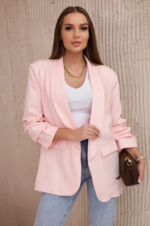 Marynarka z klapami elegancka jasny pudrowy róż Marynarka z klapami elegancka jasny pudrowy róż