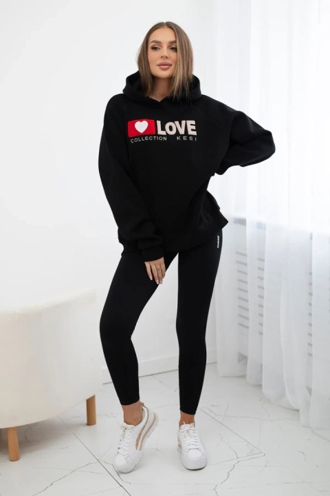 Bluza bawełniana ocieplana z kapturem Love czarna Bluza bawełniana ocieplana z kapturem Love czarna