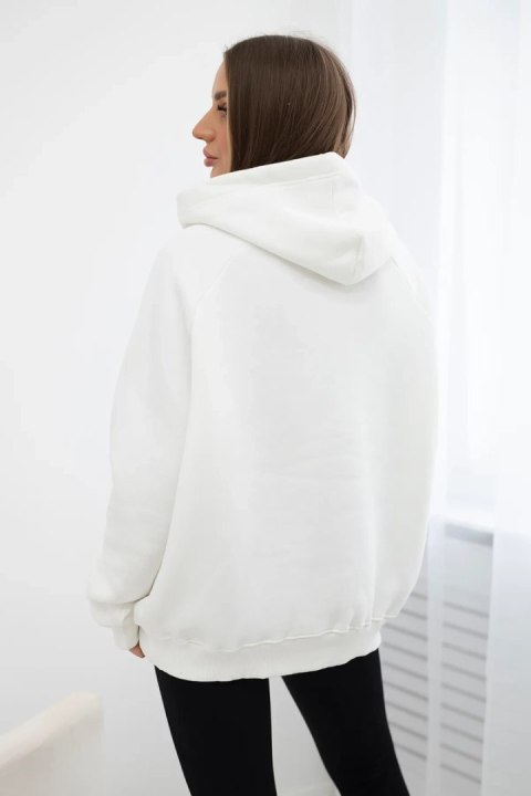 Bluza bawełniana ocieplana z kapturem Love ecru Bluza bawełniana ocieplana z kapturem Love ecru