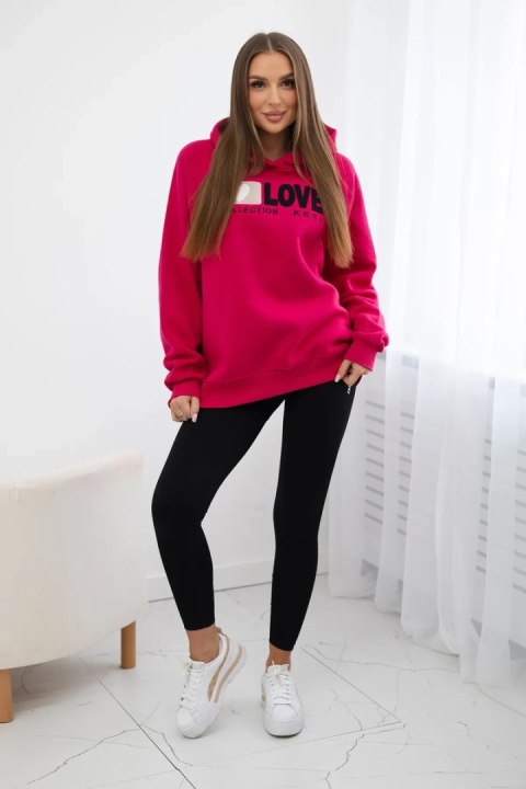 Bluza bawełniana ocieplana z kapturem Love fuksja Bluza bawełniana ocieplana z kapturem Love fuksja