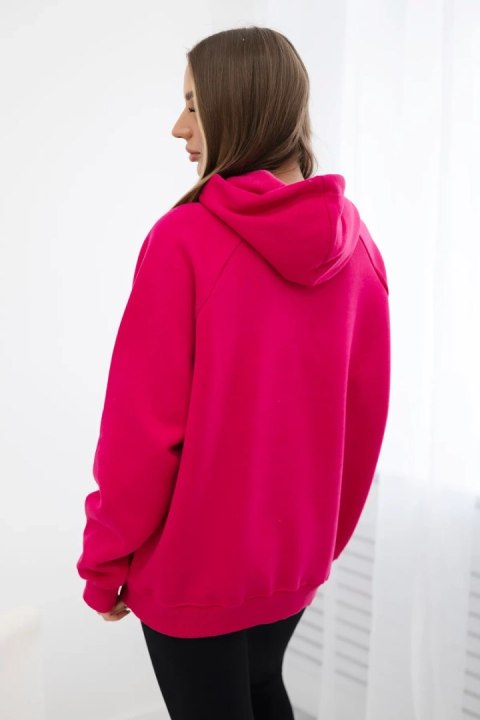 Bluza bawełniana ocieplana z kapturem Love fuksja Bluza bawełniana ocieplana z kapturem Love fuksja