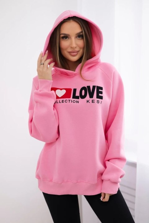 Bluza bawełniana ocieplana z kapturem Love jasno różowa Bluza bawełniana ocieplana z kapturem Love jasno różowa