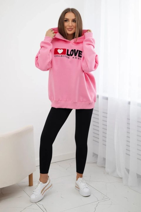 Bluza bawełniana ocieplana z kapturem Love jasno różowa Bluza bawełniana ocieplana z kapturem Love jasno różowa