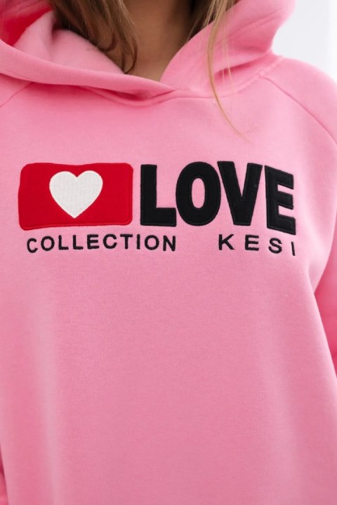 Bluza bawełniana ocieplana z kapturem Love jasno różowa Bluza bawełniana ocieplana z kapturem Love jasno różowa