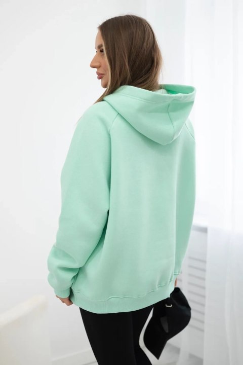 Bluza bawełniana ocieplana z kapturem Love miętowa Bluza bawełniana ocieplana z kapturem Love miętowa