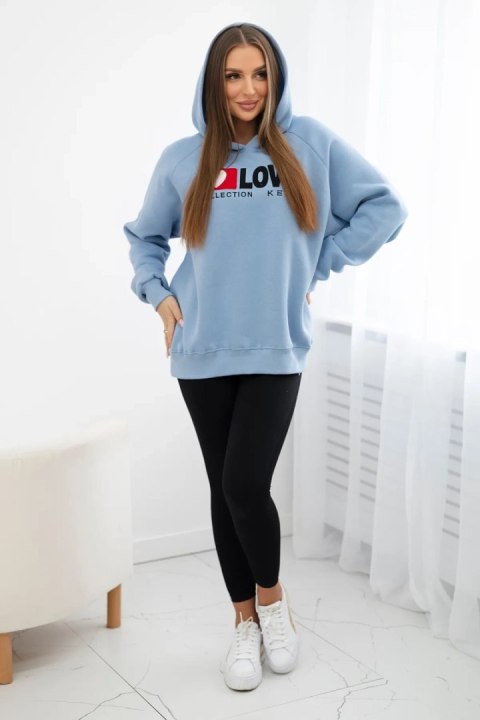 Bluza bawełniana ocieplana z kapturem Love niebieska Bluza bawełniana ocieplana z kapturem Love niebieska