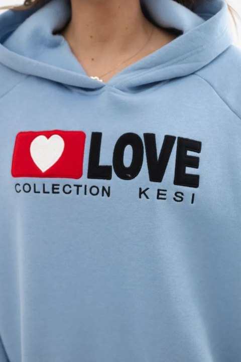 Bluza bawełniana ocieplana z kapturem Love niebieska Bluza bawełniana ocieplana z kapturem Love niebieska