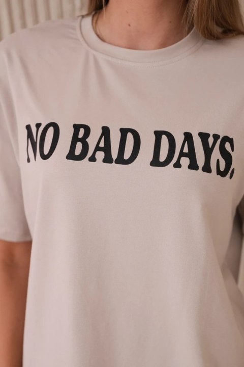 Bluzka bawełniana No Bad Days beżowa Bluzka bawełniana No Bad Days beżowa