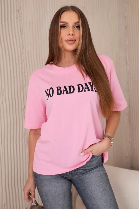 Bluzka bawełniana No Bad Days jasno różowa Bluzka bawełniana No Bad Days jasno różowa
