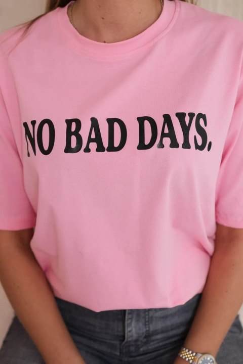 Bluzka bawełniana No Bad Days jasno różowa Bluzka bawełniana No Bad Days jasno różowa