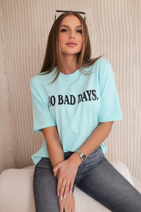 Bluzka bawełniana No Bad Days miętowa Bluzka bawełniana No Bad Days miętowa