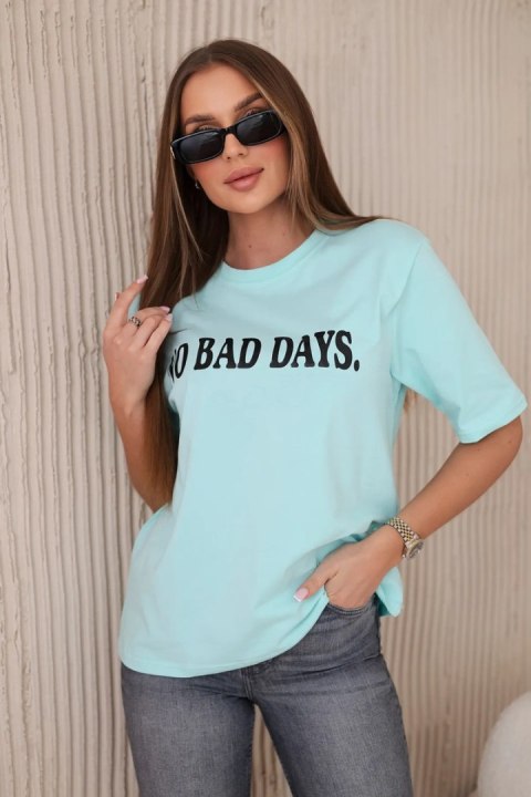Bluzka bawełniana No Bad Days miętowa Bluzka bawełniana No Bad Days miętowa