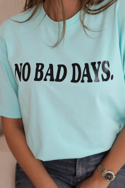 Bluzka bawełniana No Bad Days miętowa Bluzka bawełniana No Bad Days miętowa