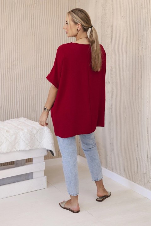 Bluzka oversize z wisiorkiem bordowa Bluzka oversize z wisiorkiem bordowa
