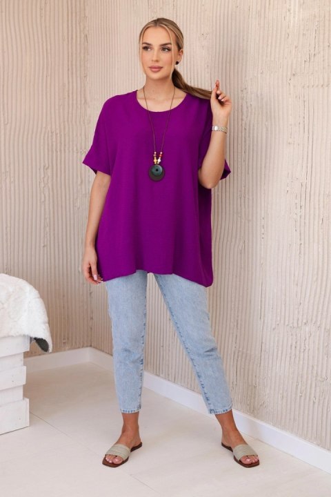 Bluzka oversize z wisiorkiem ciemno fioletowa Bluzka oversize z wisiorkiem ciemno fioletowa