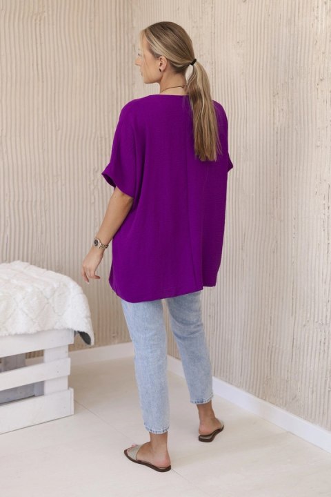 Bluzka oversize z wisiorkiem ciemno fioletowa Bluzka oversize z wisiorkiem ciemno fioletowa