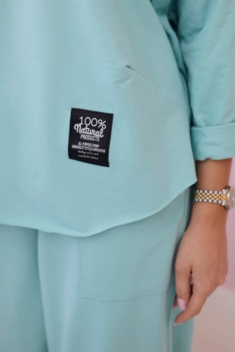 Komplet bawełniany bluza + spodnie jasny miętowy Komplet bawełniany bluza + spodnie jasny miętowy