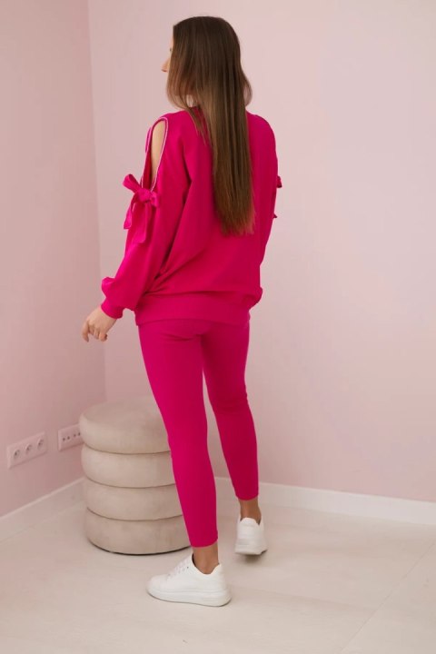 Komplet bluzy z kokardą na rękawach i legginsów fuksja Komplet bluzy z kokardą na rękawach i legginsów fuksja