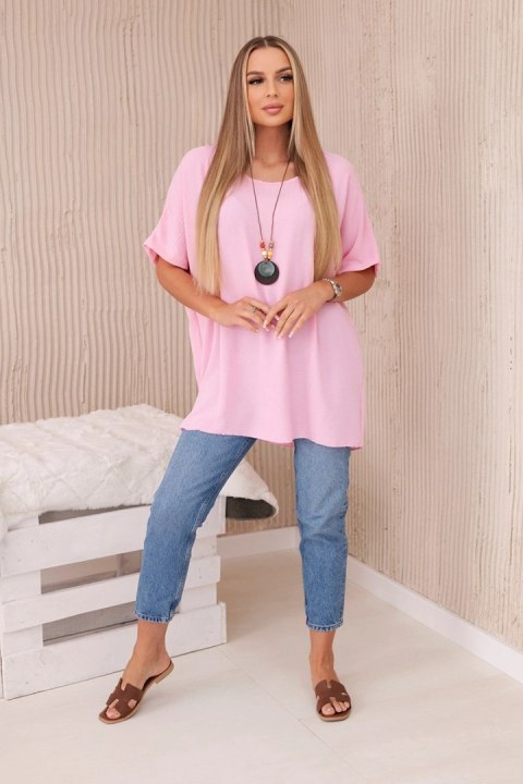 Bluzka oversize z wisiorkiem jasny różowy Bluzka oversize z wisiorkiem jasny różowy