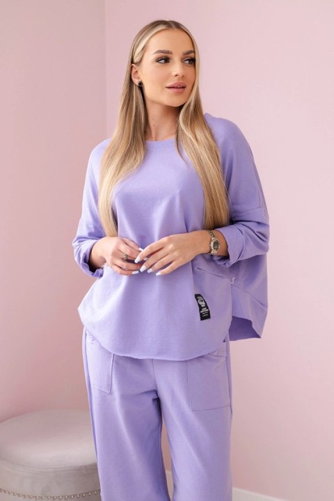 Komplet bawełniany bluza + spodnie jasny fioletowy Komplet bawełniany bluza + spodnie jasny fioletowy