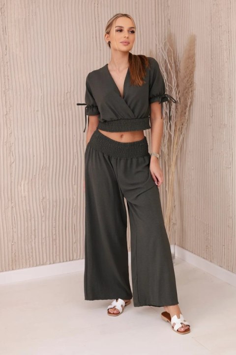 Komplet dwuczęściowy spodnie + bluzka khaki Komplet dwuczęściowy spodnie + bluzka khaki