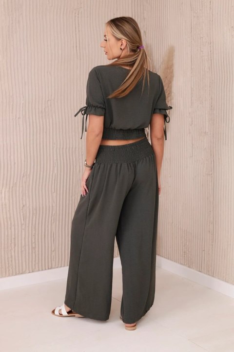 Komplet dwuczęściowy spodnie + bluzka khaki Komplet dwuczęściowy spodnie + bluzka khaki
