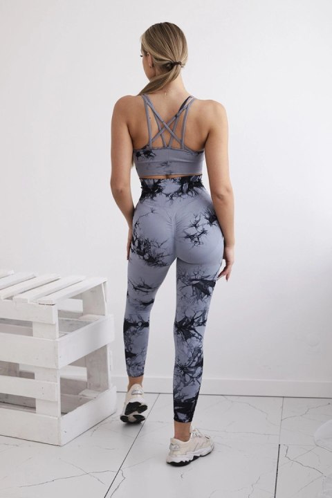 Komplet fitness top + legginsy push up szary + czarny Komplet fitness top + legginsy push up szary + czarny