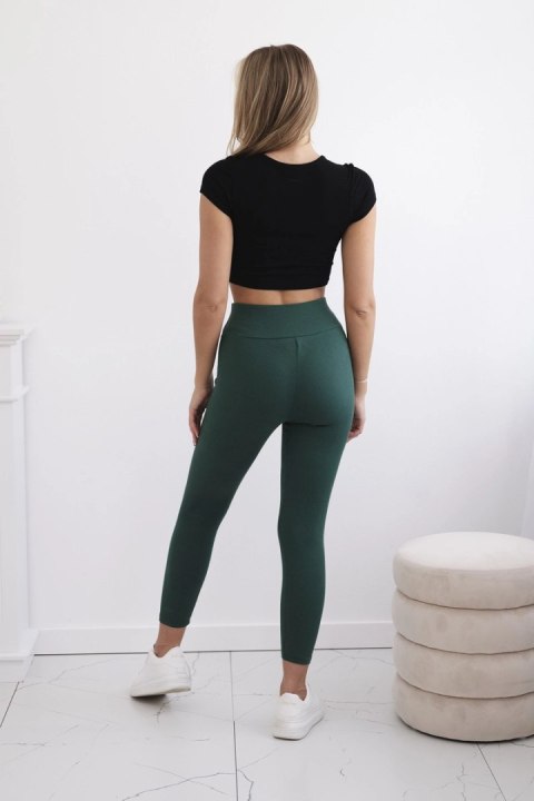 Legginsy w prążek z wysokim stanem ciemno zielone Legginsy w prążek z wysokim stanem ciemno zielone
