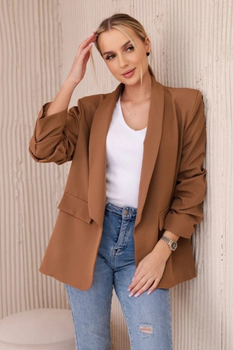 Marynarka z klapami elegancka ciemno camelowa Marynarka z klapami elegancka ciemno camelowa