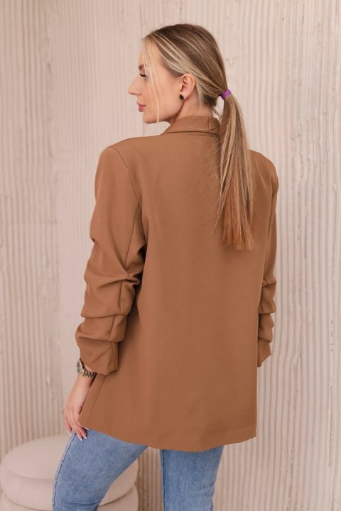 Marynarka z klapami elegancka ciemno camelowa Marynarka z klapami elegancka ciemno camelowa
