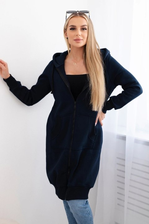 Bluza ocieplana długa z kapturem granatowa Bluza ocieplana długa z kapturem granatowa