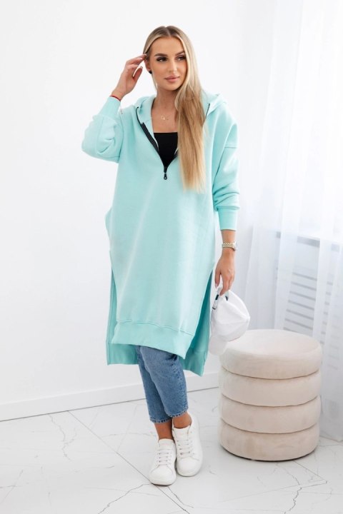 Bluza ocieplana z rozcięciami na bokach miętowa Bluza ocieplana z rozcięciami na bokach miętowa