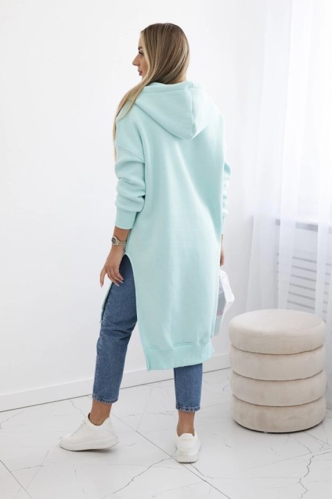 Bluza ocieplana z rozcięciami na bokach miętowa Bluza ocieplana z rozcięciami na bokach miętowa