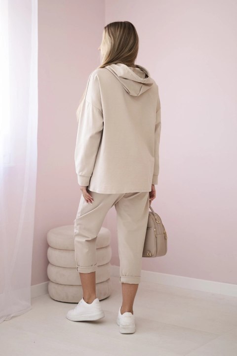 Komplet Punto Milano Winter bluza z kapturem + spodnie beżowy Komplet Punto Milano Winter bluza z kapturem + spodnie beżowy