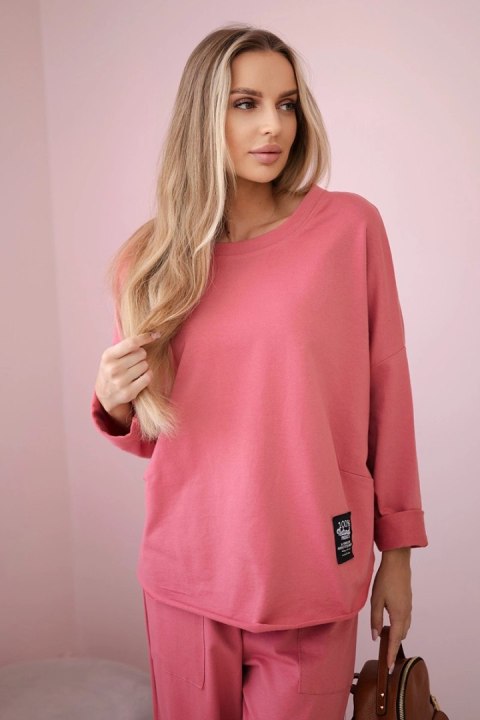 Komplet bawełniany bluza + spodnie malinowy Komplet bawełniany bluza + spodnie malinowy