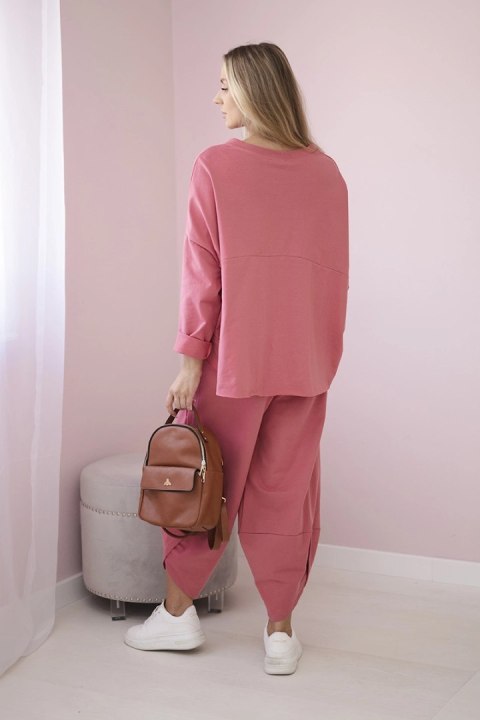 Komplet bawełniany bluza + spodnie malinowy Komplet bawełniany bluza + spodnie malinowy