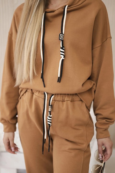 Komplet bawełniany bluza z kapturem + spodnie camelowy Komplet bawełniany bluza z kapturem + spodnie camelowy