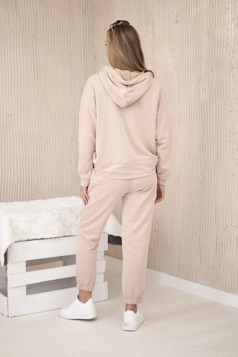 Komplet bawełniany bluza z kapturem + spodnie ciemny beżowy Komplet bawełniany bluza z kapturem + spodnie ciemny beżowy