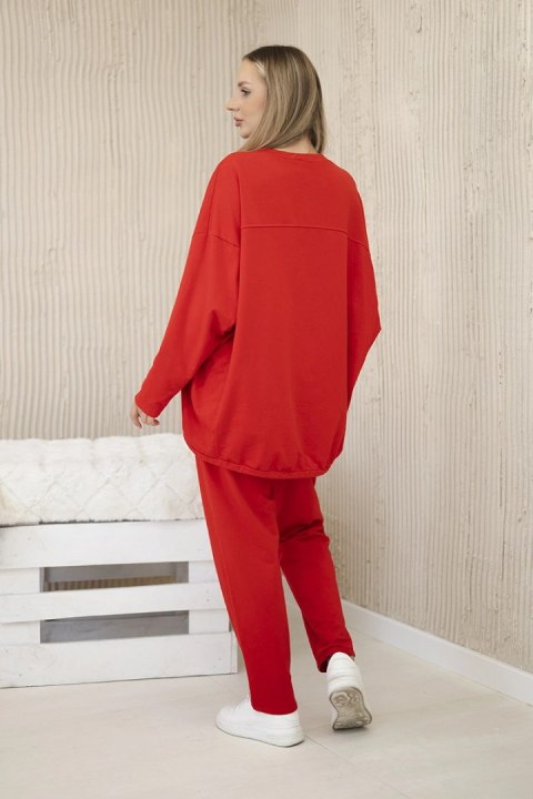 Komplet bawełniany oversize bluza + spodnie czerwony Komplet bawełniany oversize bluza + spodnie czerwony