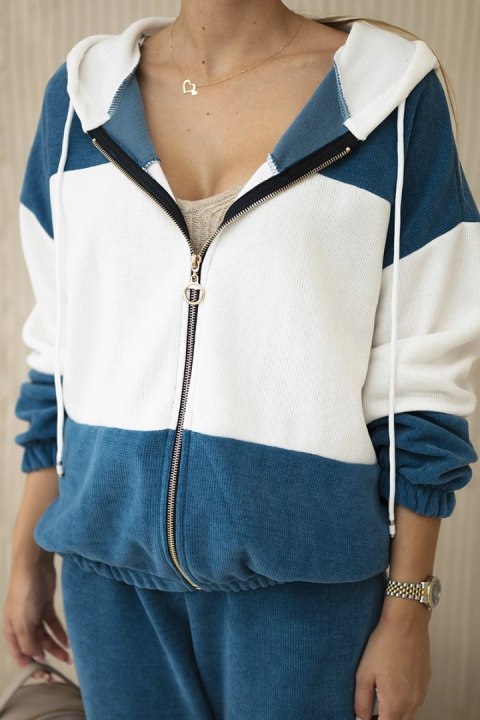 Komplet prążkowany welur bluza + spodnie morski Komplet prążkowany welur bluza + spodnie morski