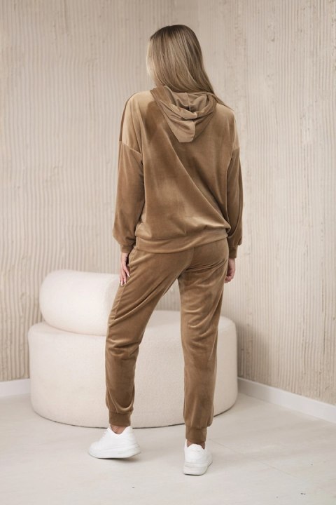 Komplet welurowy bluza kangurka + spodnie camelowy Komplet welurowy bluza kangurka + spodnie camelowy