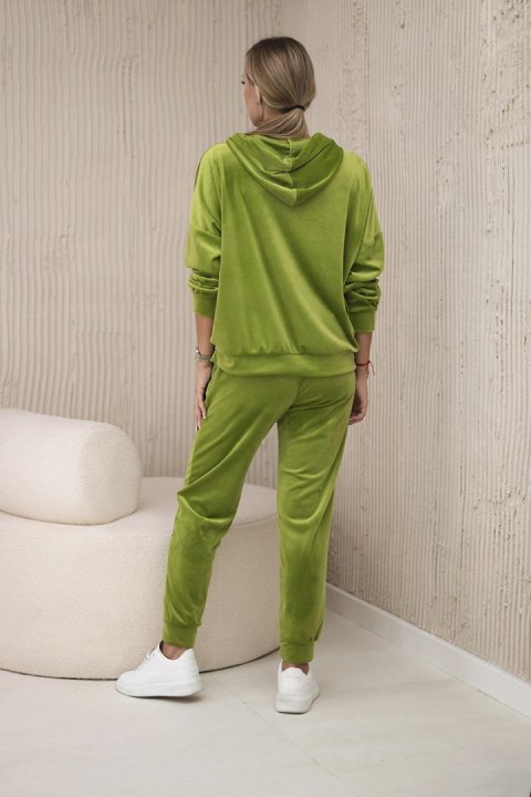 Komplet welurowy bluza kangurka + spodnie kiwi Komplet welurowy bluza kangurka + spodnie kiwi
