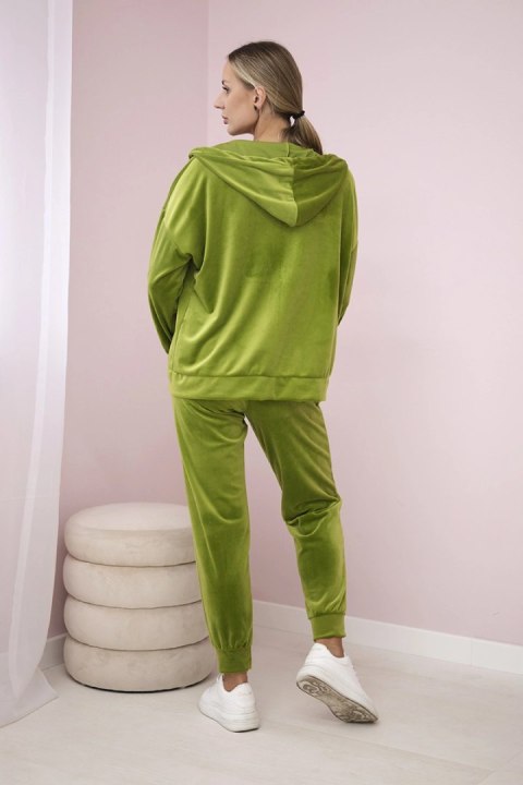 Komplet welurowy bluza z kapturem + spodnie kiwi Komplet welurowy bluza z kapturem + spodnie kiwi