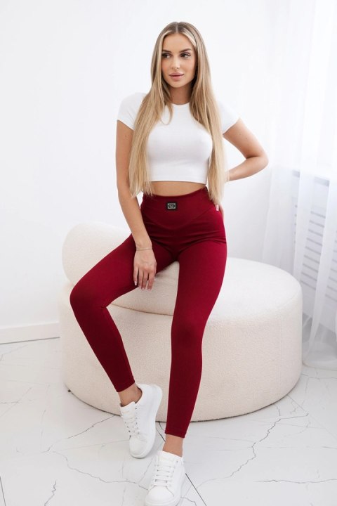 Legginsy prążkowane bordowe Legginsy prążkowane bordowe