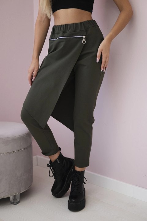 Spodnie Punto Milano Winter z ozdobnym suwakiem khaki Spodnie Punto Milano Winter z ozdobnym suwakiem khaki