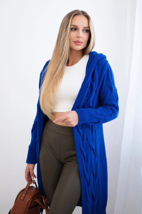 Sweter Kardigan z kapturem chabrowy Sweter Kardigan z kapturem chabrowy